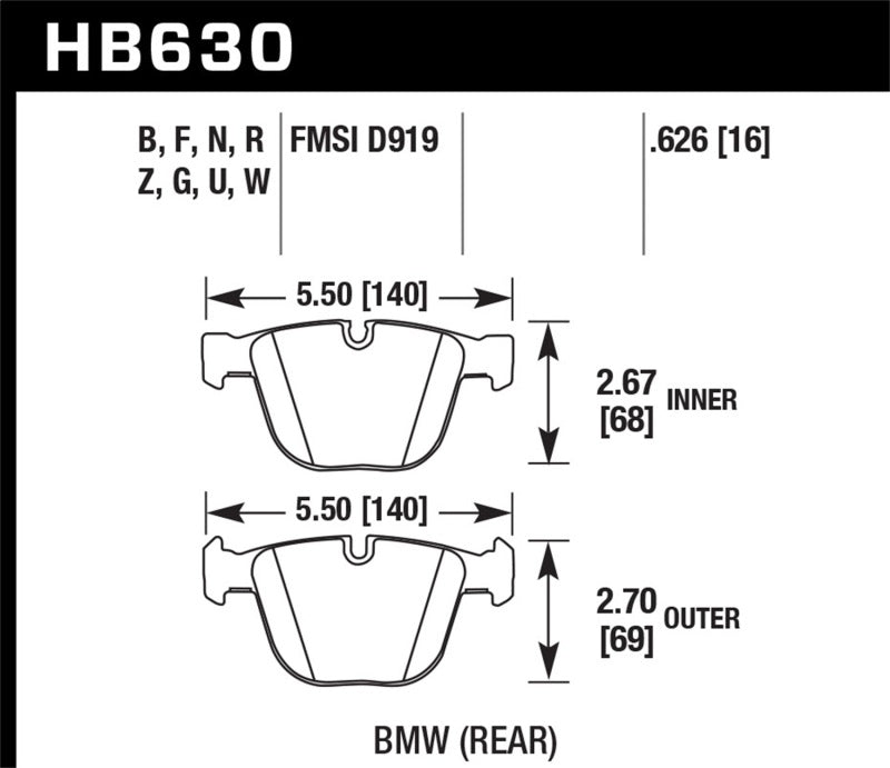 Hawk 06-10 BMW M5/M6 DTC-60 Rear Brake Pads