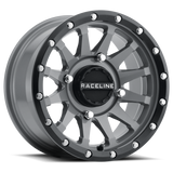 Raceline A95SG Trophy 15x7in / 4x137 BP / 10mm Offset / 110.18mm Bore - Grey & Black Lip Wheel