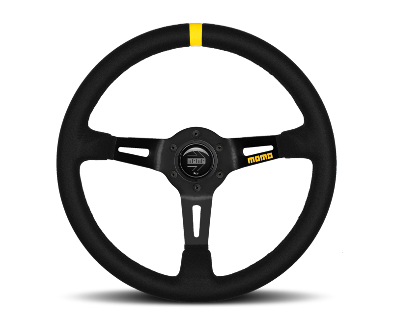 Momo MOD08 Steering Wheel 350 mm -  Black Suede/Black Spokes/1 Stripe