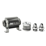 DeatschWerks Stainless Steel 8AN 10 Micron Universal Inline Fuel Filter Housing Kit (70mm)