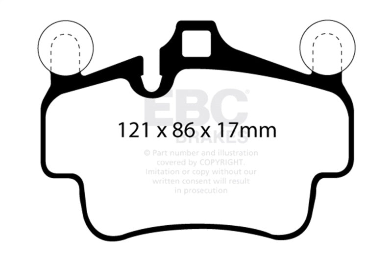 EBC 07-08 Porsche 911 (997) (Cast Iron Rotor only) 3.6 Carrera 2 Yellowstuff Front Brake Pads