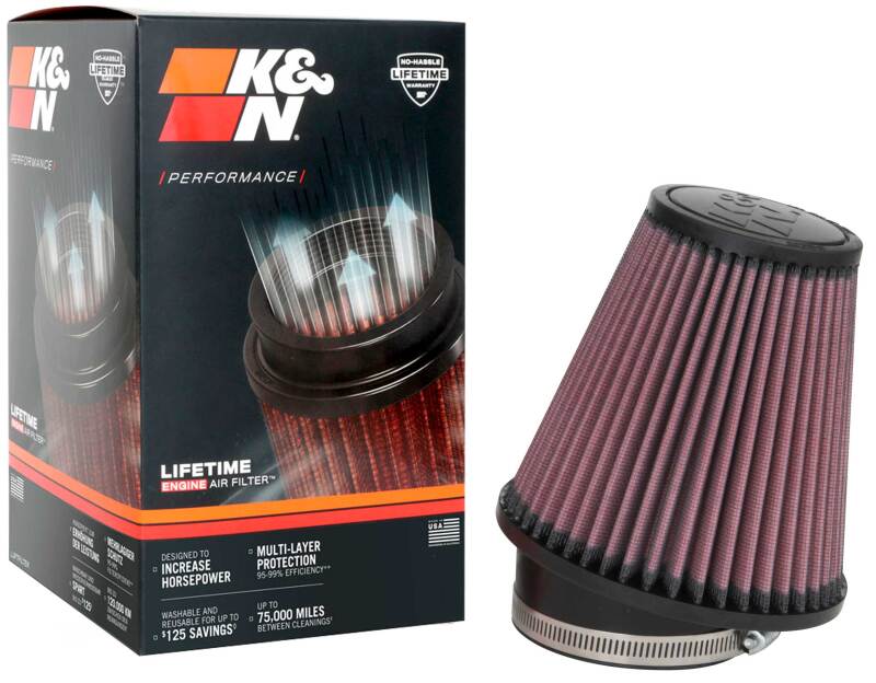 K&N Filter Universal Rubber Filter 3 1/2 inch 10 Degree Flange 5 3/4 inch OD 6 inch Height