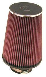 K&N Universal Chrome Round Tapered Air Filter 3in FlangeID / 6in Base OD / 4.5in Top OD / 8in Height