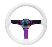Load image into Gallery viewer, NRG Reinforced Steering Wheel (350mm / 3in. Deep) Classic White w/4mm Neochrome Solid 3-Spoke