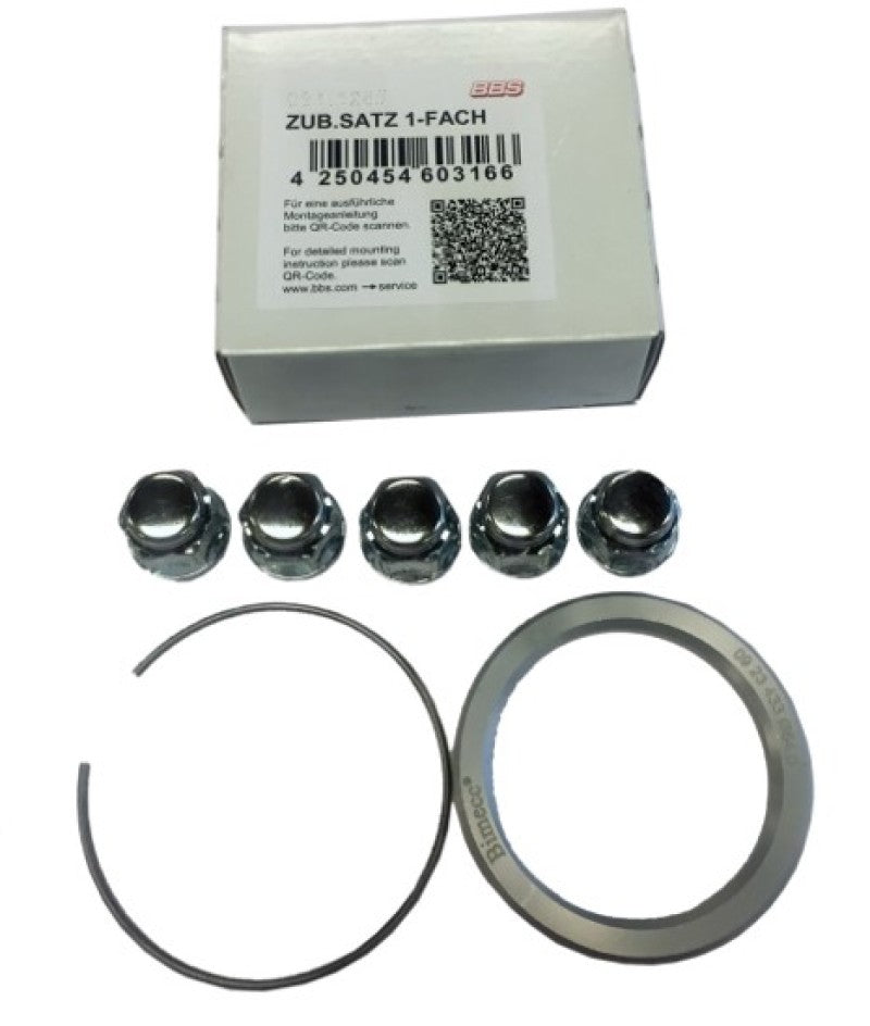 BBS PFS KIT - Subaru 5x114.3 - Includes 82mm OD - 56mm ID Ring / 82mm Clip / Lug Nuts